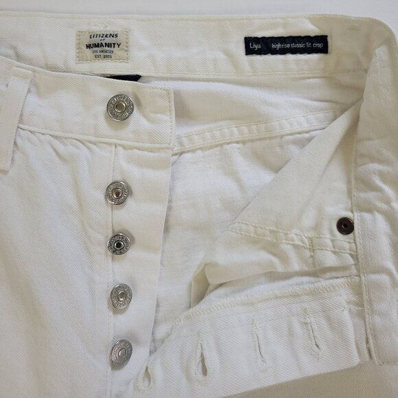 COH Liya High Rise Classic Fit Crop Jean in Distressed Selvedge White - Picture 12 of 16